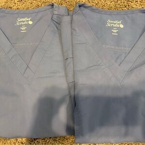 Sanibel Scrubs Blue V-Neck Tops